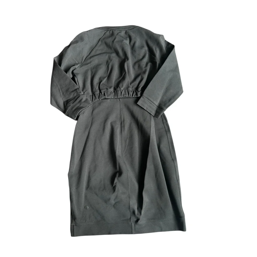 Lululemon Rite Time Dress Black 3/4 Sleeve Elastic Back Women's 6